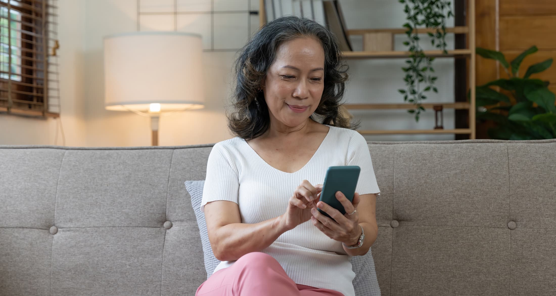 woman using social services customer portal mobile